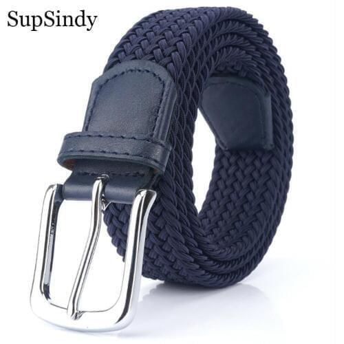 SupSindy fashion Men Women jeans belts Canvas Plain Webbing Metal Pin Buckle nylon Woven Stretch luxury brand belts elastic belt