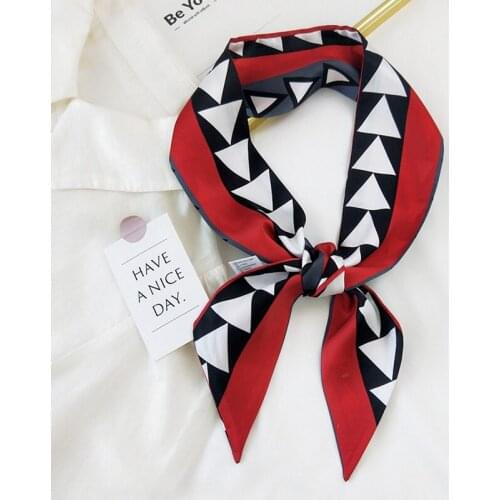 MoriBty Women Silk Skinny Scarf Cute Spring Neck Ties Bandanas Foulard Femme Neckerchief Luxury Bag Wraps Hair Ribbon Bands