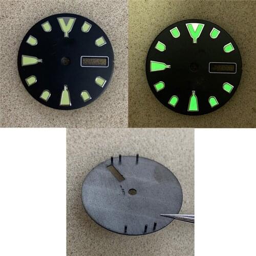 Replacement Watch Dial for NH36A Movement Green Luminous 28.5MM Watch Dial for SKX007/009 Modified SBBN033/SBDX017 Accessories