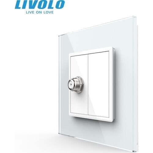 Livolo UK standard Wall satellite Socket, SATV plugs,low current ,New Style Crystal Glass Panel, 3colors choice