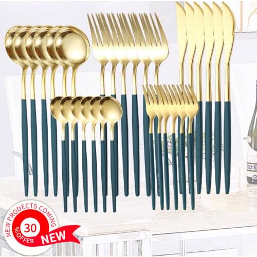 30Pcs Western Cutlery Stainless Steel Dinnerware Set Bright Light Knife Fork Spoon Flatware Set Kitchen Restaurant Supplies