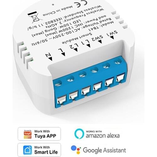 Tuya WiFi Smart Switch Support 2 way Control Neutral And Fire Wire Light Module APP Remote Control Work with Alexa Google Home