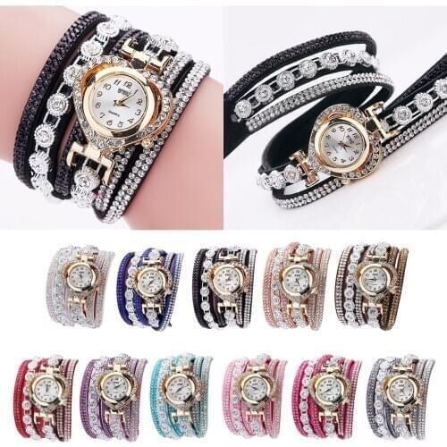 Women Luxury Rhinestone Bracelet Wristwatch Ladies Multilayer Analog Watch