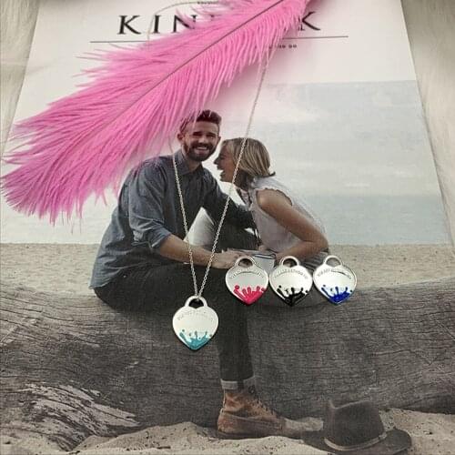 Womens Fashion Enamel Splash Heart Pendant S925 Sterling Silver Necklace Original Brand High Quality Jewelry Logo Gift