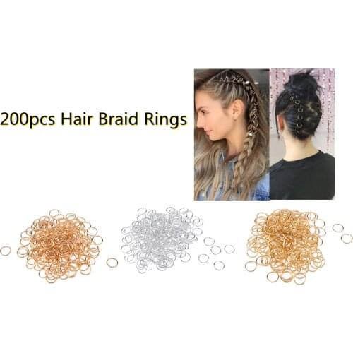 200pcs Ring Charms Pendant Braid Hair Clip Headband Hair Accessories Hair Decorations Rings