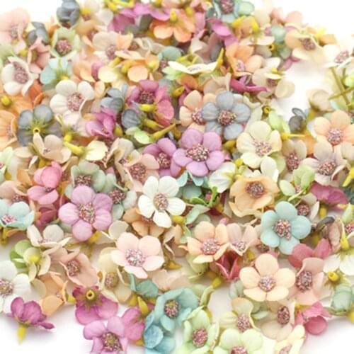 50/100pcs 2CM Multicolor Daisy Flower Head Mini Silk Artificial Flower for Wedding Party Home Decoration DIY Wreath Headdress