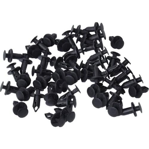 50pcs Black Auto Car Plastic Bumper Pin Rivet Fasteners Interior Panel Door Clip