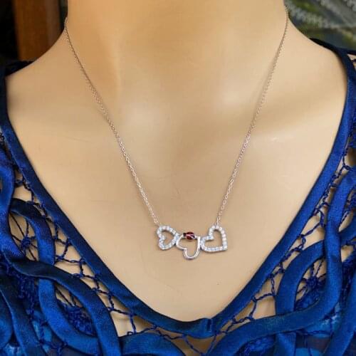 Love Heart 925 Sterling Silver Necklace Women Girls Gift Jewelry Accessories Fashion Handmade Elegant Chain