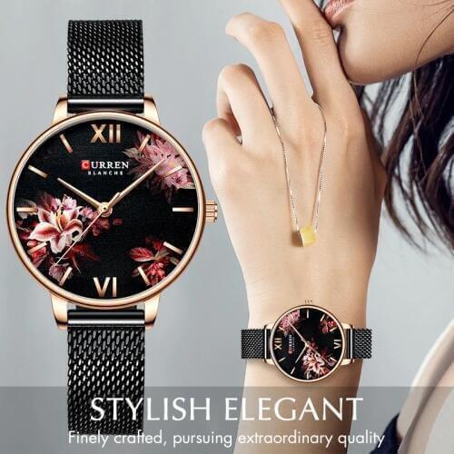 CURREN Women Watches Stainless Steel Mesh Quartz Ladies Wristwatch Female Casual Charm Watch for Girl Relogios Feminino Reloj Mu