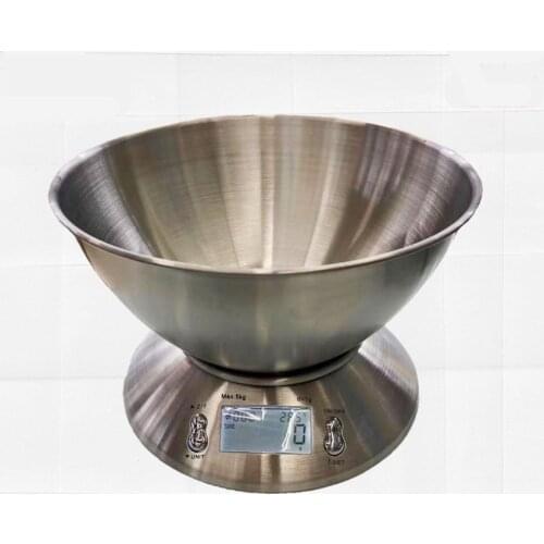 Digital Food Scale with Bowl, Timer, and Temperature Sensor, Digital Kitchen Weight for Cooking and Baking, 2.06 QT, Silver