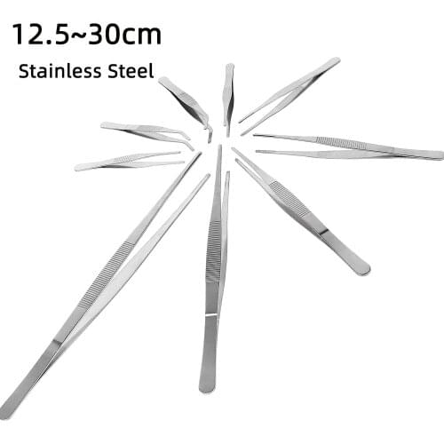 30cm Barbecue Stainless Steel Long Food Tongs Tweezers 25cm Straight Home Medical Tweezer Garden Kitchen BBQ Tool