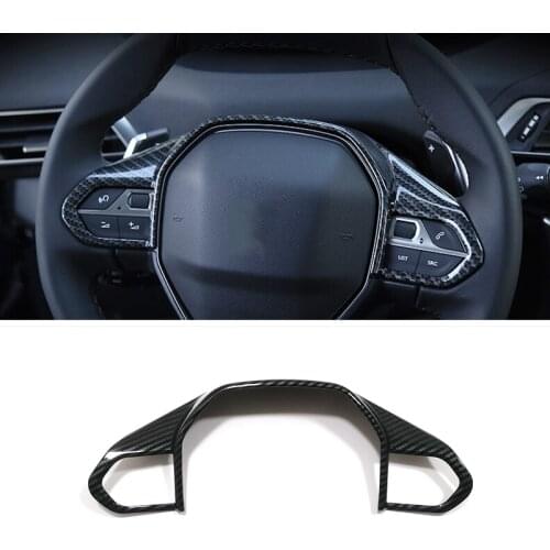 For Peugeot 508 Allure SW GT 2019 ABS Carbon fiber Car rear package steering wheel trim Cover Trim Car Styling Accessories 1pcs