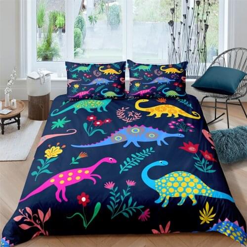 Home Living Luxury 3D Cartoon Dinosaur Print 2/3Pcs Comfortable Duvet Cover PillowCase Bedding Sets Queen and King EU/US/AU Size