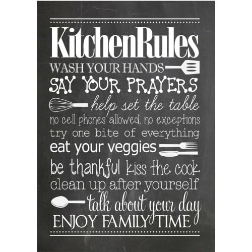 Kitchen Rules Chalkboard Quote Art Silk Poster Print 24x36inch