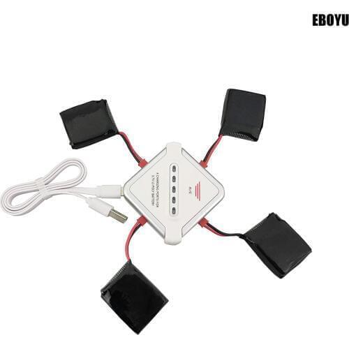 EBOYU 4pcs 3.7V 650mah Lipo Battery +1 to 4 Balance Charger for JIE-STAR X8TW X8T Q1012 Q9 Foldable Quadcopter Drone