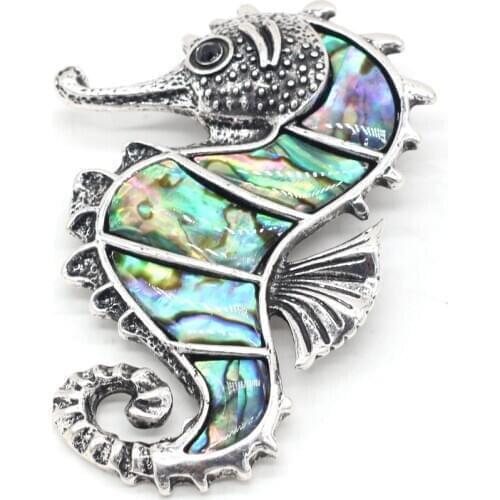 Natural Shell Pendant Brooch Cute Hippopotamus Brooch Shell Pendant Charms for Making Jewelry Necklace Best Gift 56x40mm