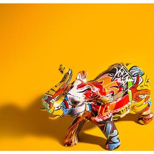 European Colorful Elephant Resin Statue Ornaments Store Bookcase Club Sculpture Crafts Home Bedroom Desktop Figurines Decoration
