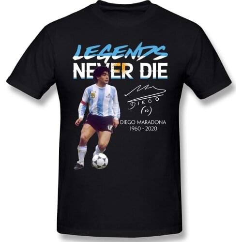 Legends Never Die Diego Maradona T Shirt Big Size O-neck Cotton Custom Short Sleeve Shirt Men