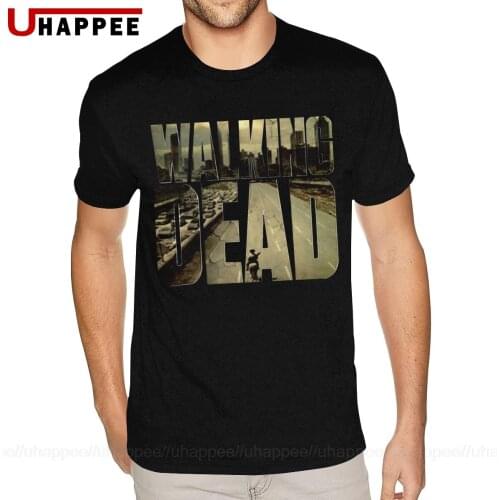 Lovely Movie Play Letters The Walking Dead Tee Men Custom Printed Short Sleeved Red Crew Tee