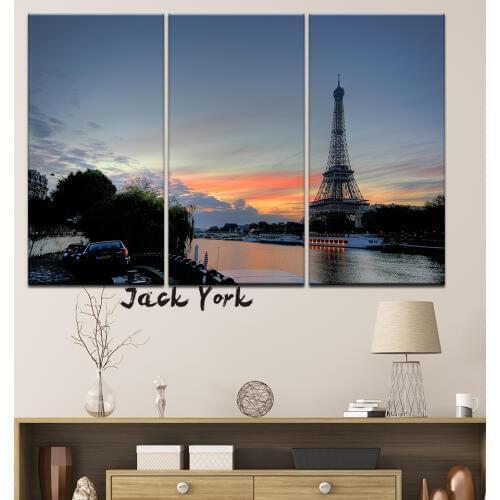 Canvas Painting Champ de Mars on the Seine 3 Pieces Wall Art Painting Modular Wallpapers Poster Print for living room Home Decor