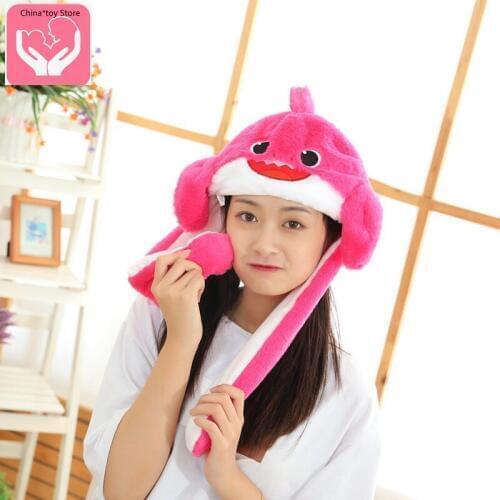 Hot Sale Cartoon Hat Ears Moving Long Hair Color Shark Headgear Hat Plush Toy Doll Clothing Accessories Hat