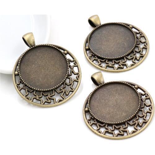 New Fashion 5pcs 25mm Inner Size Antique Bronze Cameo Cabochon Base Setting Charm Pendant (A5-12)