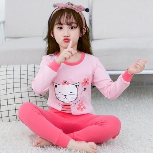 New Baby Girls Clothes Set Long Sleeve Cotton Pijamas Girls Pajamas Sets Pyjama Kids Boys Clothes 2-13Years Sleepwear Night Suit
