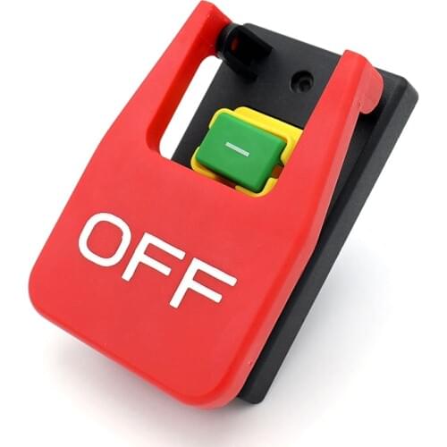 Off-On Red Cover Emergency Stop Push Button Switch 16A Power-Off/Undervoltage Protection Electromagnetic Start Switch Dropship