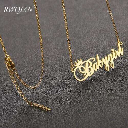 Babygirl Pendant Name Necklace Stainless Steel Personalized Necklaces Custom Gold Chain Necklace for Women Charm Jewelry Gift