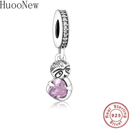 Fit Original European Charm Bracelet 925 Sterling Silver Animal Monkey Green Zircon Snake Chain Bead Pendant Making Berloque New