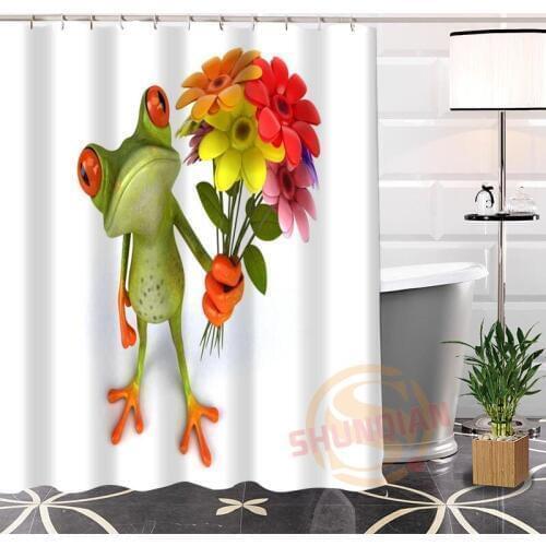 Popular Fashion Eco-friendly Custom Unique Frog#2 Fabric Modern Shower Curtain bathroom With Hooks for yourself H0220-118