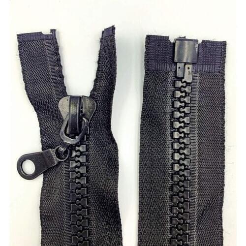 2PCS 8# ( 27.5-47 Inch )Bulk Separating Resin Jacket Zippers for Sewing Coats Jacket Zipper Black Molded Plastic Zippers