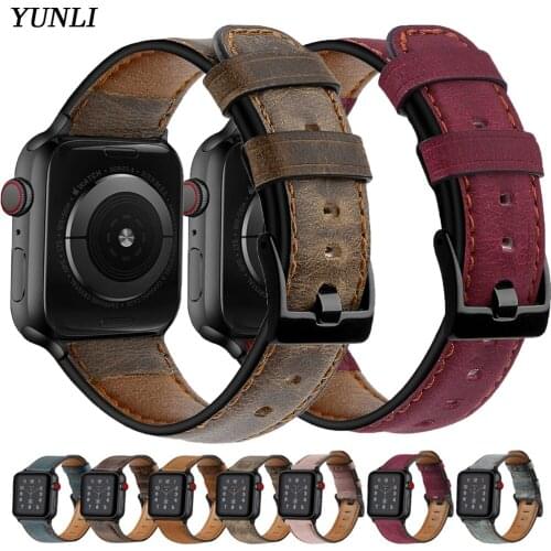 Strap for Apple watch band 44mm 40mm iWatch 42mm 38mm Retro Cow Leather watchband bracelet correa for iwatch series 6 5 4 3 2 SE