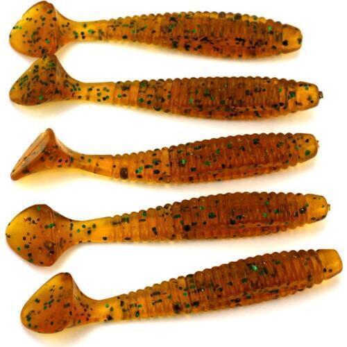Big Sale 50pcs Long Tail Fishing Lure Soft Bait Grub Worm Fishing Lures Sea Simulation Fishing Lures T Tail Bait 8cm 5.7g