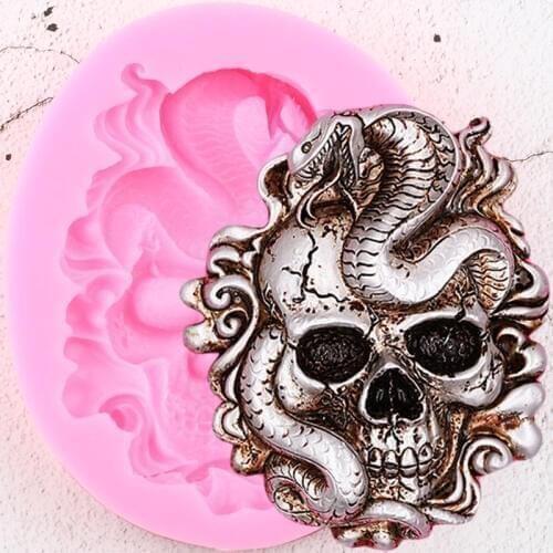 Halloween Skull Snake Silicone Molds Resin Clay Soap Candle Mold Fondant Cake Decorating Tools Candy Chocolate Gumpaste Moulds