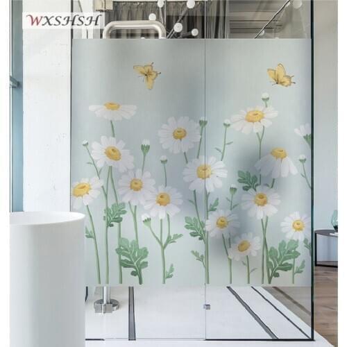 Static Cling Custom Size Window Sticker Daisy Pattern Water-Proof Glass Foil Raamfolia For Partition Cabinet Sliding Door Window
