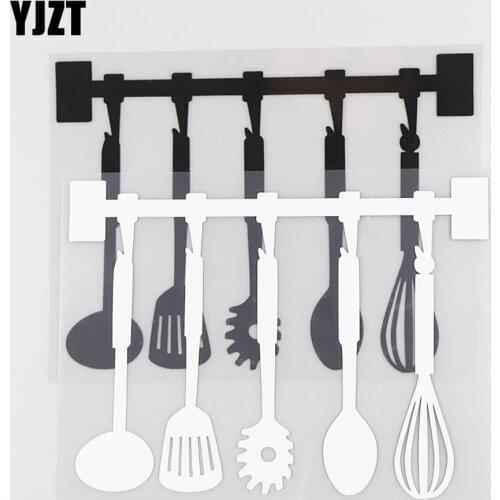 YJZT 15.2×11.4CM Kitchen Utensils Funny Creative Vinyl Decals Personalized Decoration Car Stickers Black/Silver 20D-0132