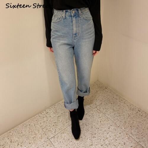 Pants Female High Waist Wide Leg Y2K Aesthetic Denim Jeans Women Button Zipper Blue Washed Vintage Clothes Baggy Trousers 2021