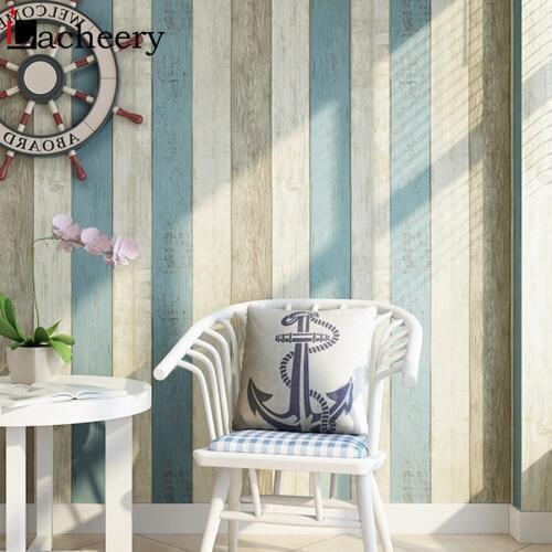 0.6m*3m Mediterranean Style Vertical Stripe Self Adhesive Wallpaper Rolls for Living Room Bedroom Decor Waterproof Contact Paper