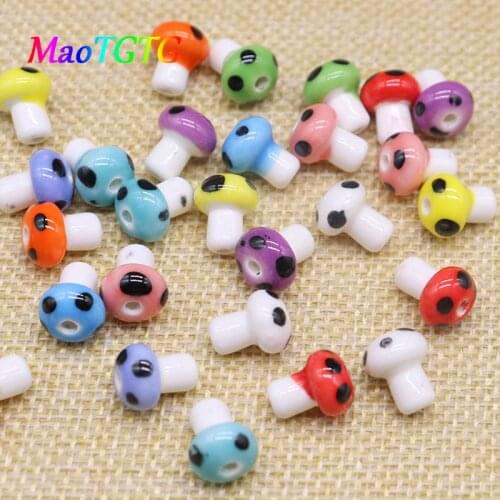 10x12mm Ceramic Mushroom Beads For Jewelry Making Necklace Bracelet Mix Color Handmade Ceramic Spacer Bead Accessories Wholesale