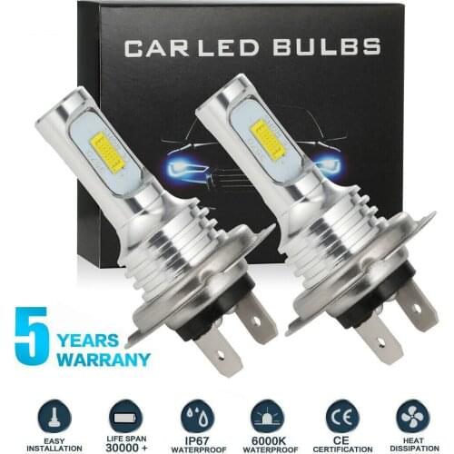 2PCS H7 LED Headlight Bulbs Conversion Kit High Low Beam 80W 4000LM 6000K White Car Headlight Bulbs LED