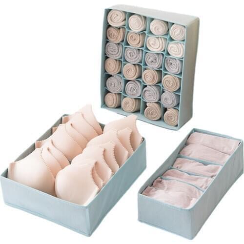 3PC Foldable Underwear Drawer Organizers Dividers Closet Dresser Clothes Storage Organizer Box For Bras Scarves Ties Socks Boxes