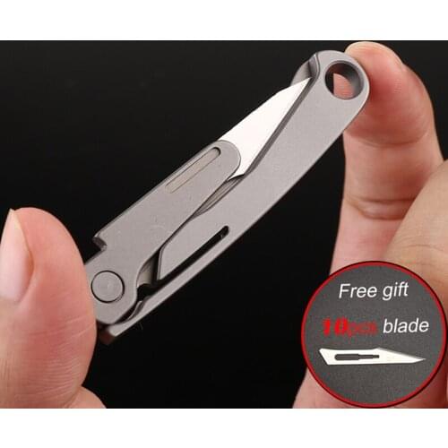 3 Styles Titanium Alloy Scalpel MINI Brass Pocket Folding Knife Emergency Key Medical Knifes Surgical Blade Free EDC Tool