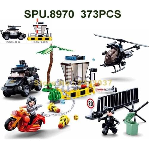 0772 373pcs Urban Police Helicopter Car Border Drug Chase Building Blocks Toy