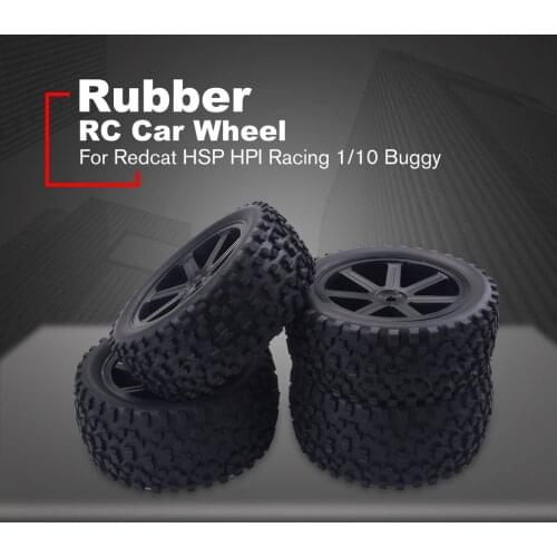 4PCS 1/10 RC Car Rubber Tyres Plastic Wheels for Redcat HSP HPI Hobbyking Traxxas Losi VRX LRP ZD Racing 1/10 Buggy