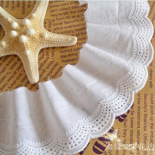 5 Yards Pure White100% Cotton Embroidered Lace Cloth Fabrics Womens Clothing DIY Lace Trim 6cm Width