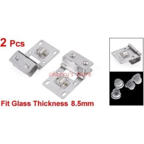 8.5mm 0.15" Thickness Silver Tone Stainless Steel Wall to Glass Hinge 2 Pcs