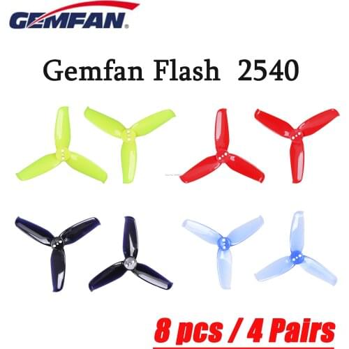8 pcs / 4 pair Gemfan Flash 2540 2.5x4 2.5 Inch 3-Blade Propeller with 1.5mm Mounting Hole For 1105 1106 Motor Indoor RC Racing