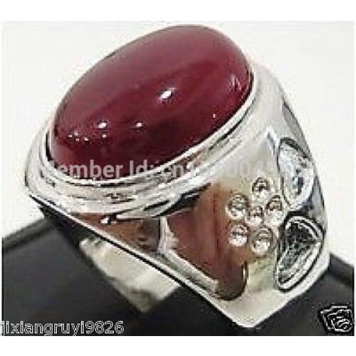 FREE SHIPPING >>hommes bague en argent STONE rouge