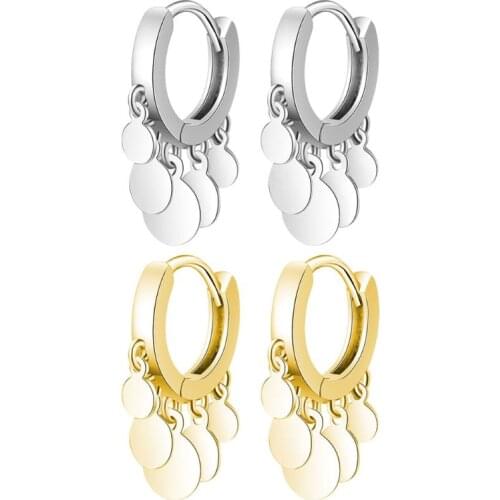 Bohemian Chandelier Sequins Dangle Earrings Round Disc Tassel Hoop Drop Earrings